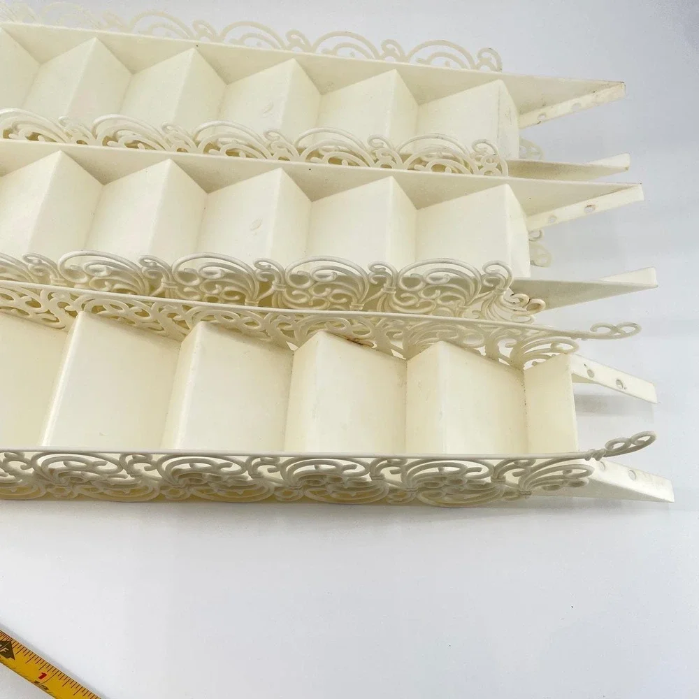 Vintage 1983 Wilton Wedding Cake Stairs Set of 3 Off White Filigree Scroll 16.5